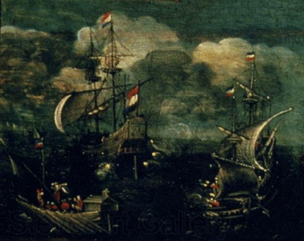 VROOM, Hendrick Cornelisz. Ship battle France oil painting art